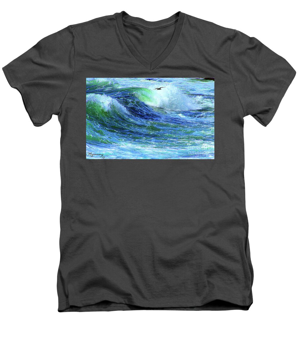 Water Men's V-Neck T-Shirt featuring the photograph Wave to Me by Mariarosa Rockefeller