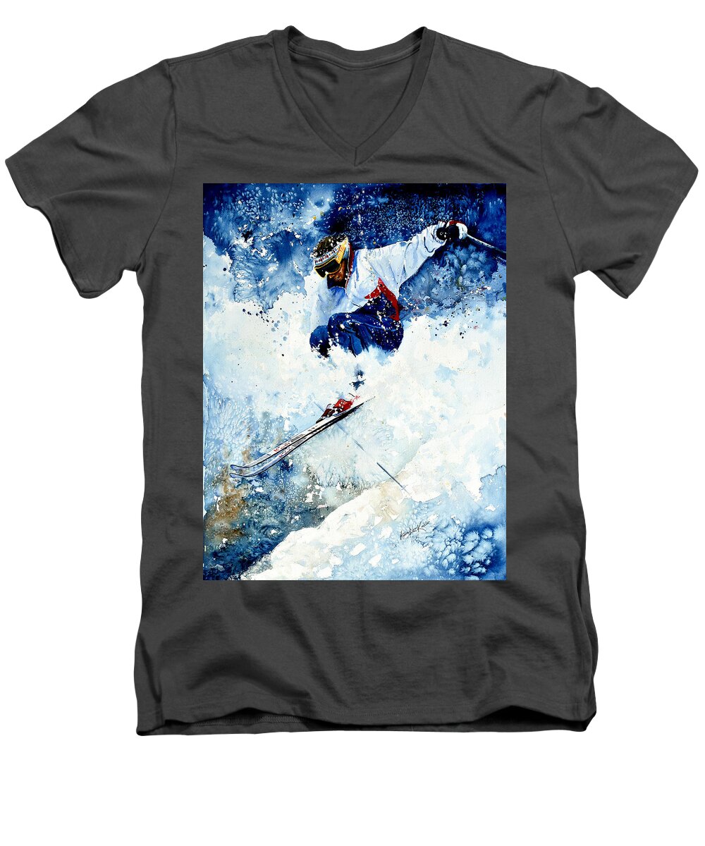 Sports Art Men's V-Neck T-Shirt featuring the painting White Magic by Hanne Lore Koehler