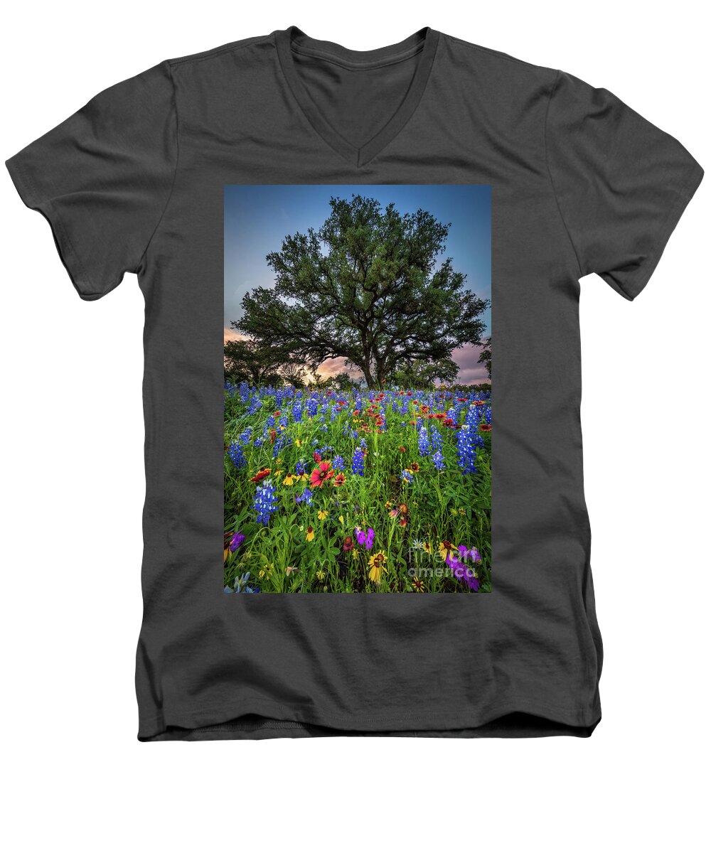 America Men's V-Neck T-Shirt featuring the photograph Wildflower Tree by Inge Johnsson