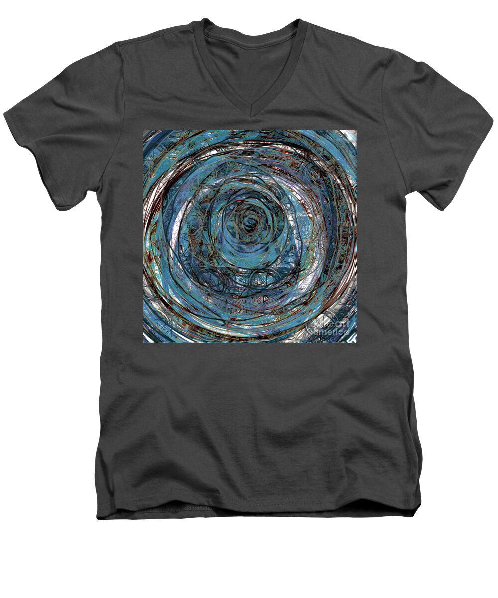 Blue Men's V-Neck T-Shirt featuring the digital art Wormhole by Gabrielle Schertz