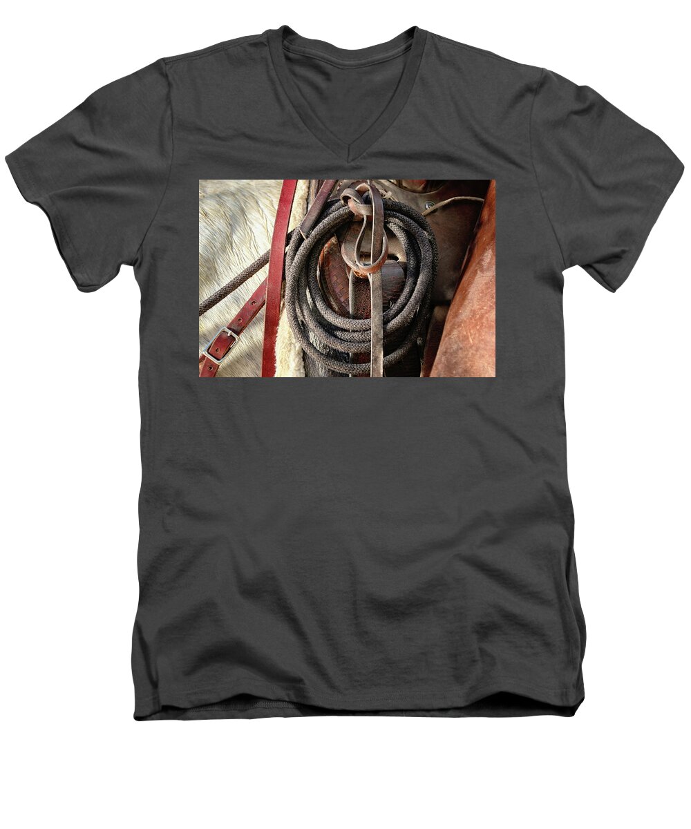 Wrangler Men's V-Neck T-Shirt featuring the photograph Wrangler Tools by Steve Kelley