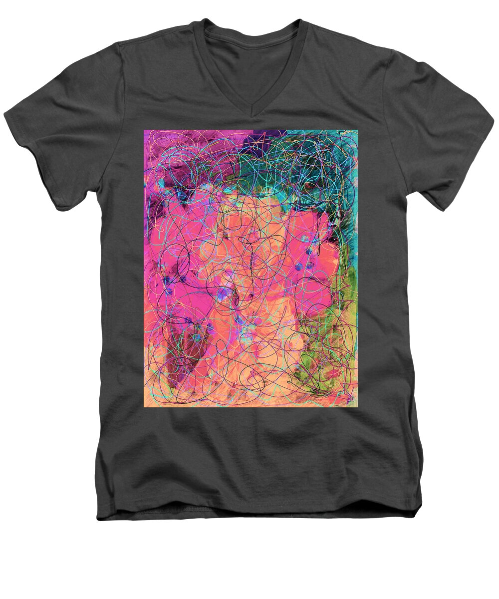 Zigzag Art Men's V-Neck T-Shirt featuring the painting Zigzag Art by Don Wright