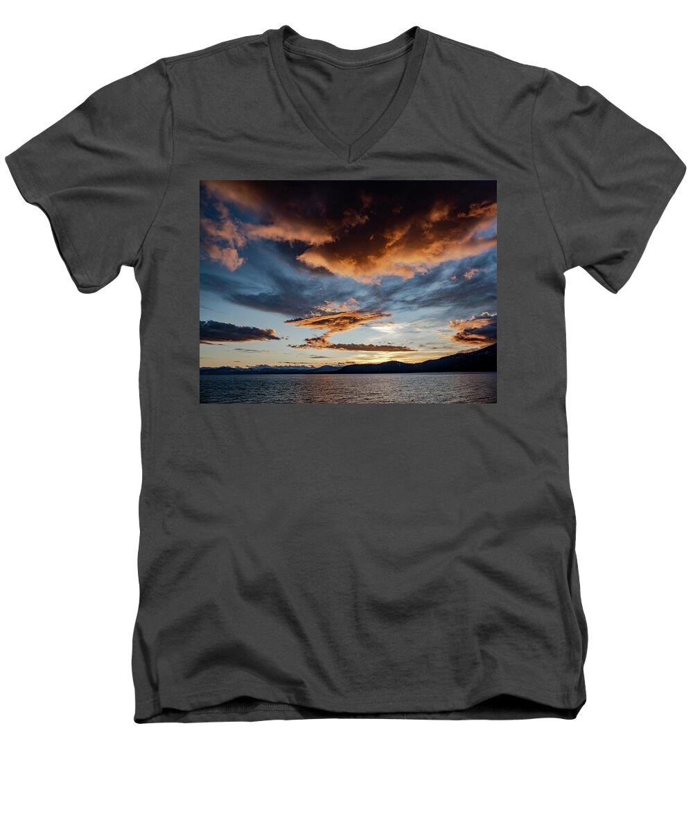 Sunset Men's V-Neck T-Shirt featuring the photograph Zorro sunset by Martin Gollery