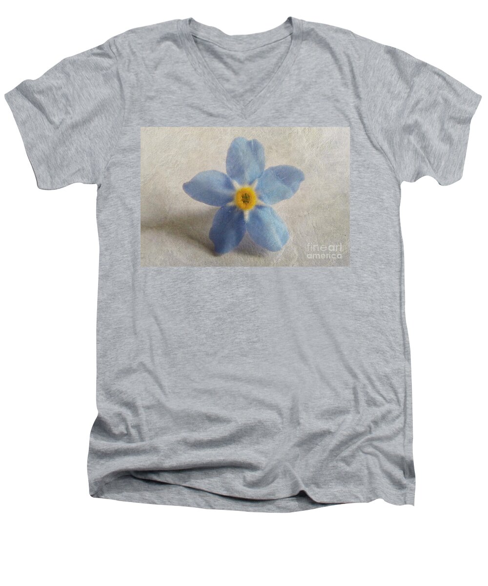 Delicate Men's V-Neck T-Shirt featuring the photograph Myosotis 'Forget-me-not'- Single Flower by Vix Edwards