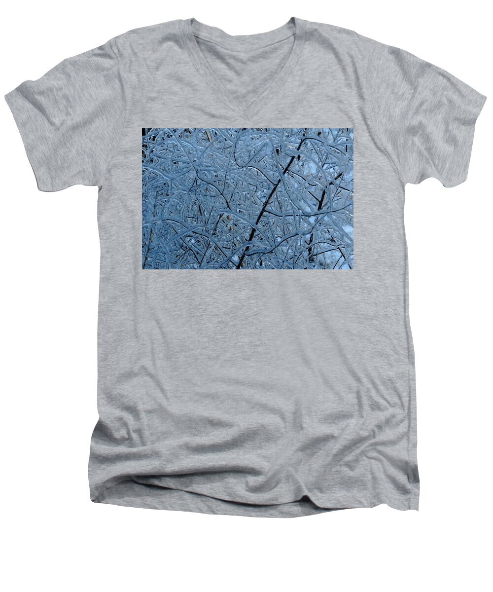 Ice Men's V-Neck T-Shirt featuring the photograph Vegetation After Ice Storm by Daniel Reed