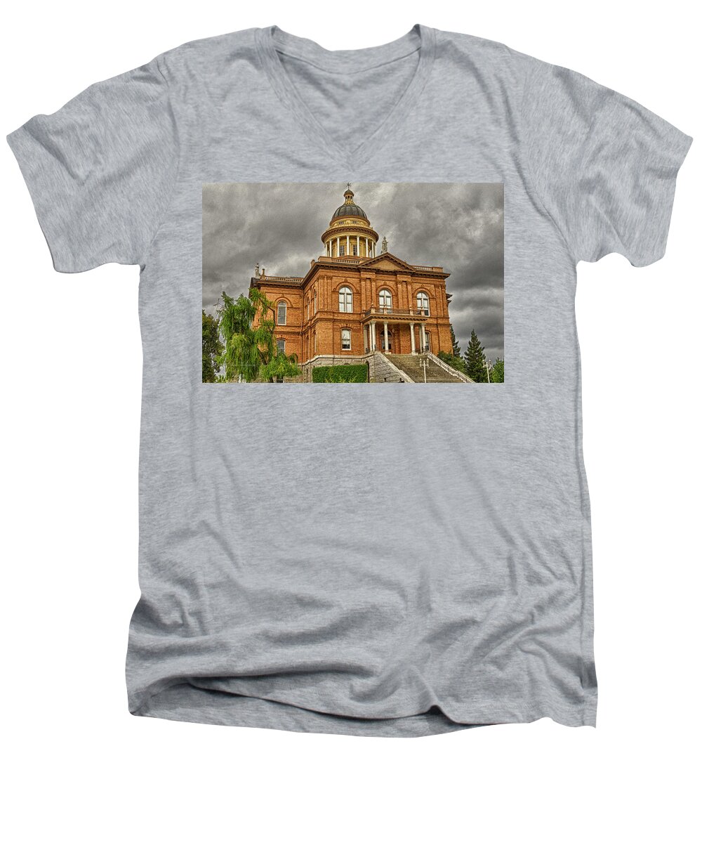 Buildings Men's V-Neck T-Shirt featuring the photograph Historic Placer County Courthouse by Jim Thompson