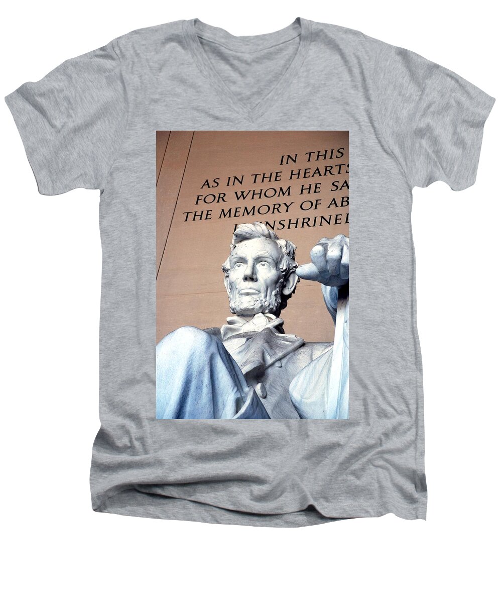 Washington Men's V-Neck T-Shirt featuring the photograph Lincoln Memorial #1 by Kenny Glover