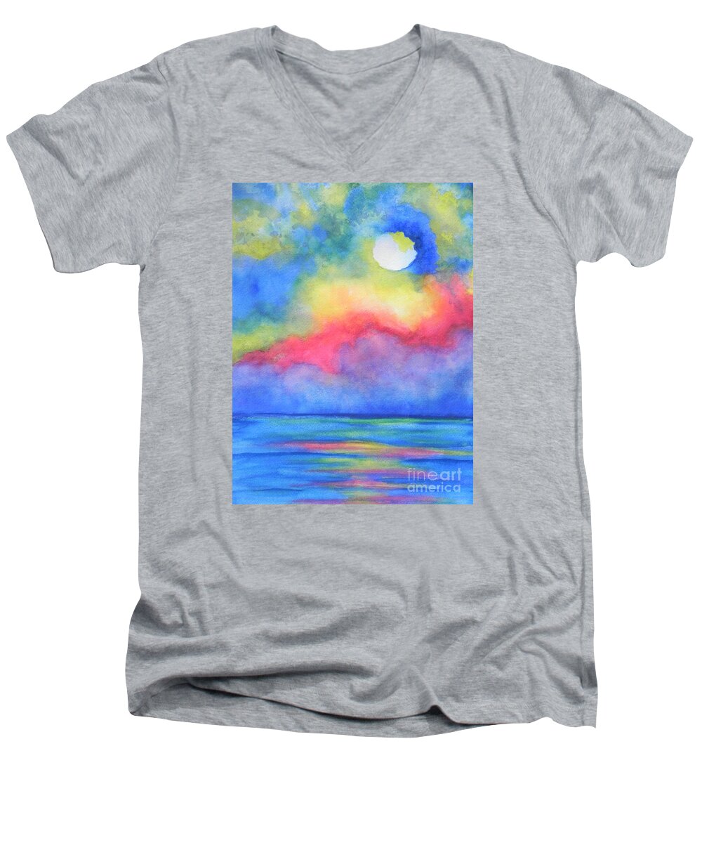 Fine Art Painting Men's V-Neck T-Shirt featuring the painting Power of Nature by Chrisann Ellis