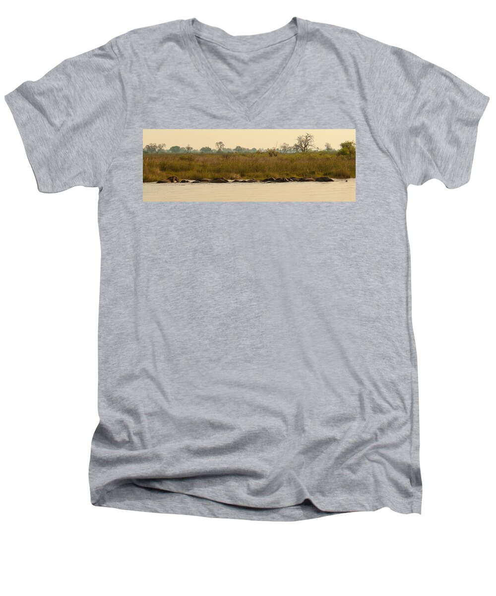 Africa Men's V-Neck T-Shirt featuring the photograph River crossing #1 by Alistair Lyne