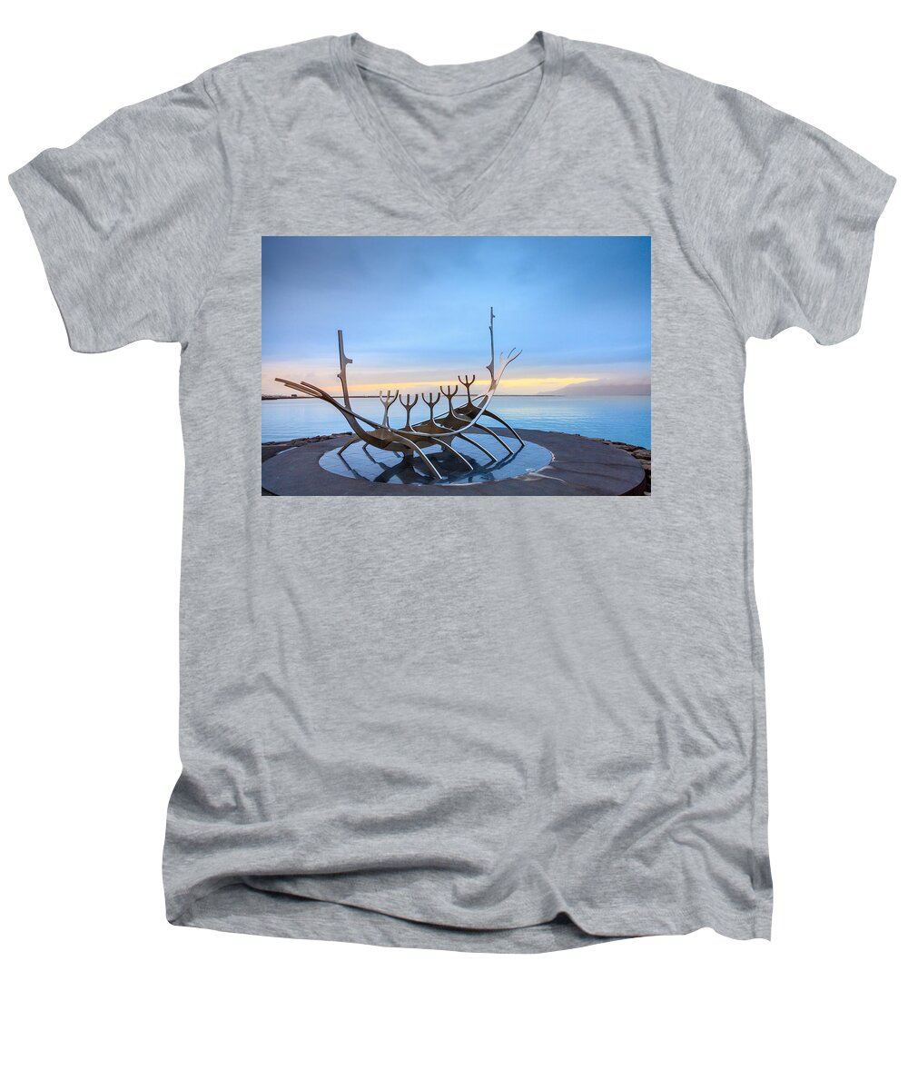 Europe Men's V-Neck T-Shirt featuring the photograph Solfar Sun Voyager #1 by Alexey Stiop