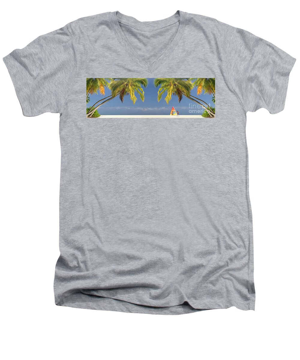 Panorama Men's V-Neck T-Shirt featuring the photograph The Beach by Edmund Nagele FRPS