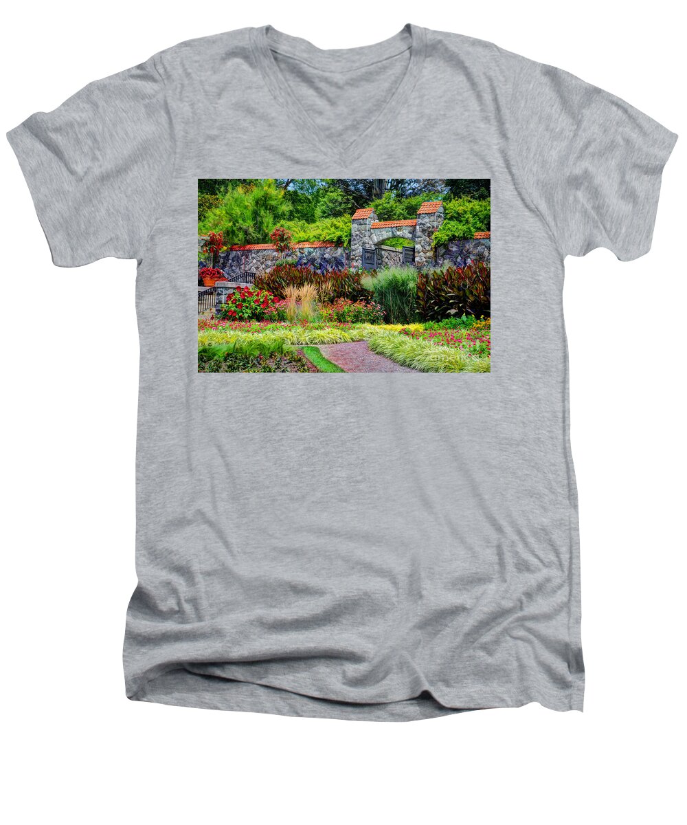 Gardens Men's V-Neck T-Shirt featuring the photograph Biltmore Gardens #2 by Savannah Gibbs