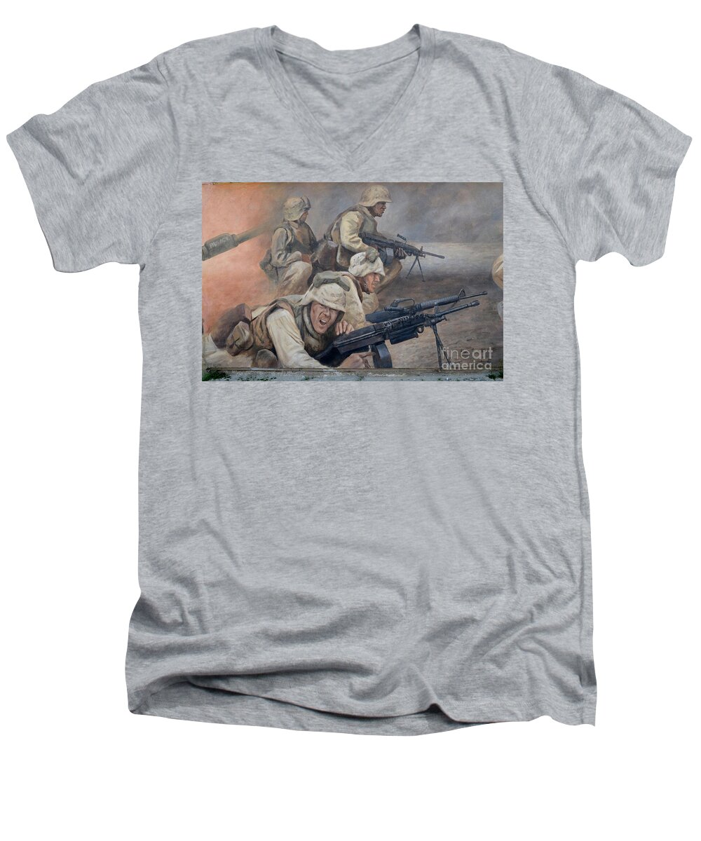Mural Men's V-Neck T-Shirt featuring the photograph 29 Palms Mural 1 by Bob Christopher