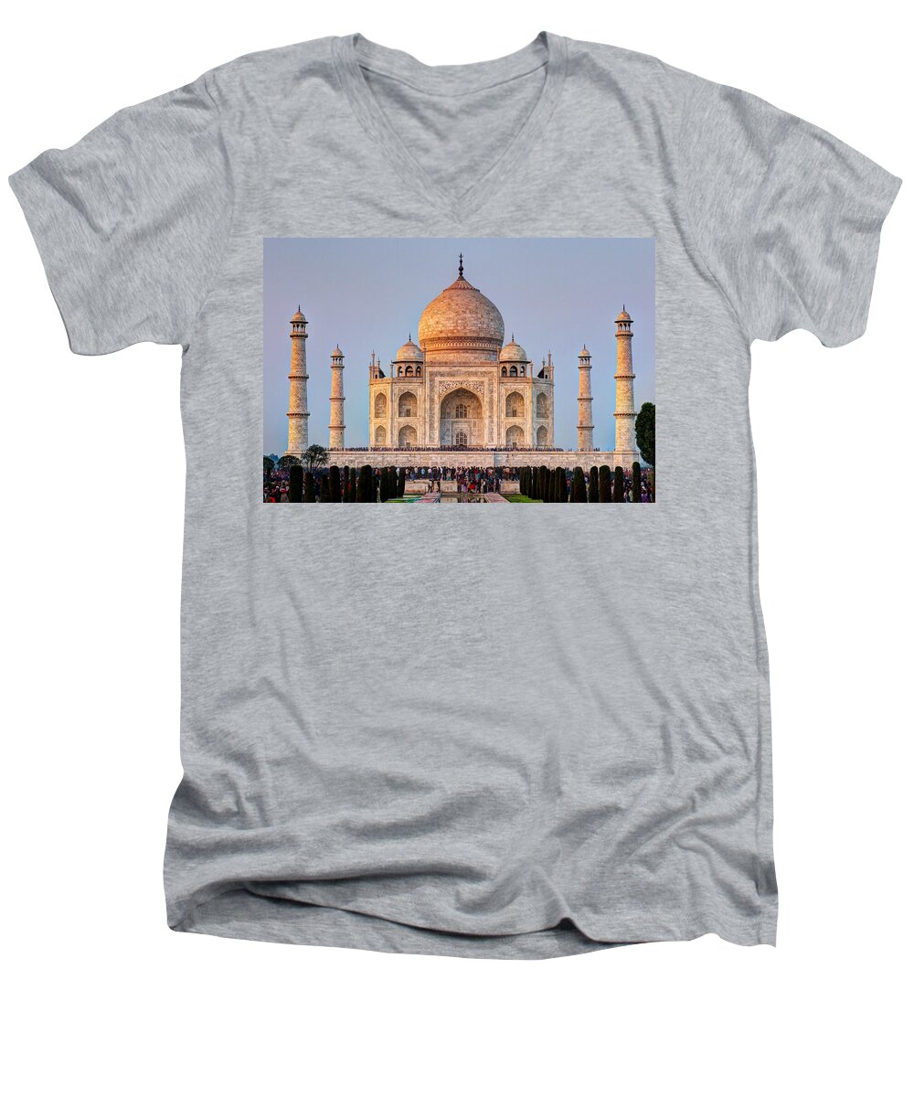 Agra Men's V-Neck T-Shirt featuring the photograph Taj Mahal #3 by Ivan Slosar