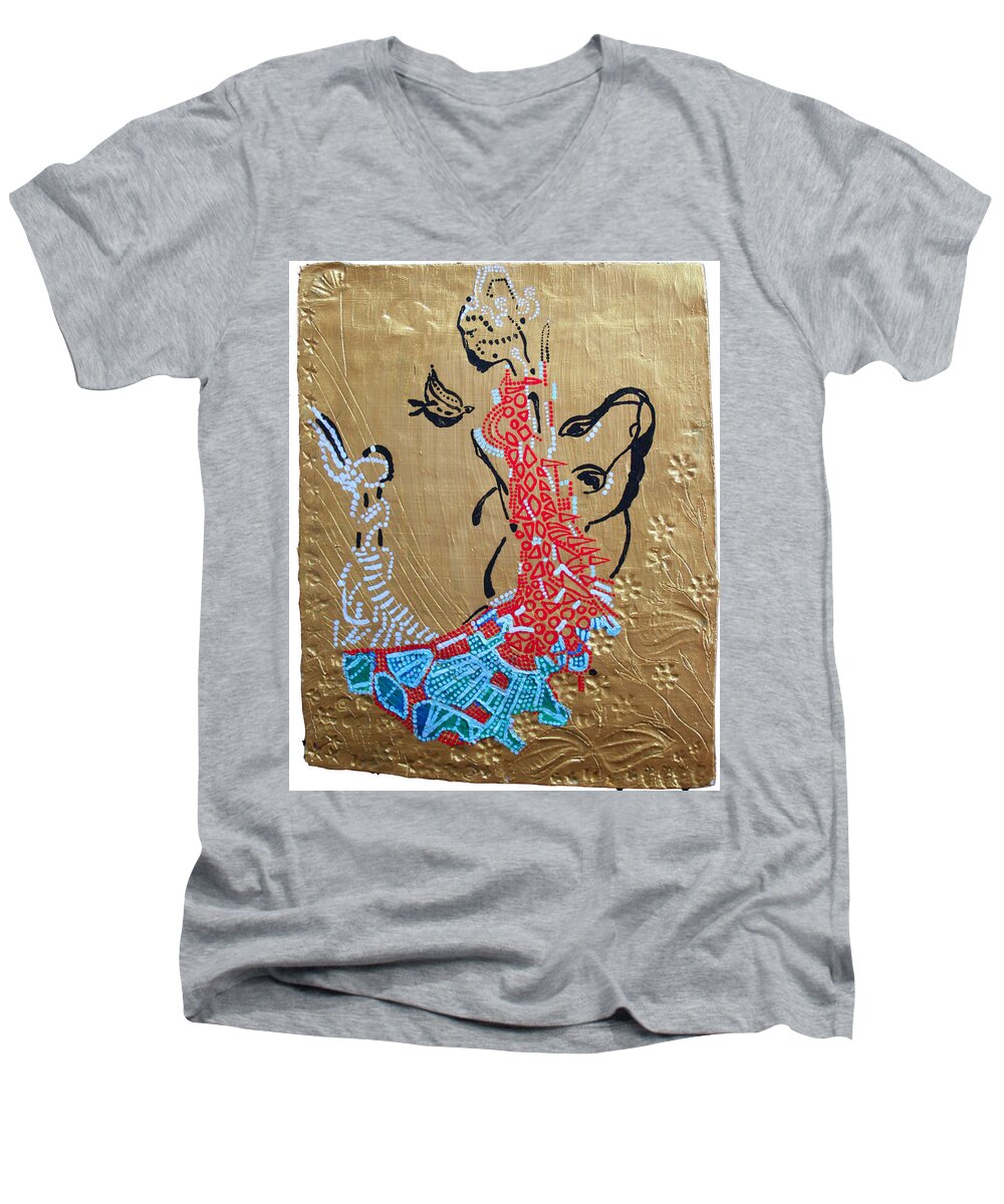 Jesus Men's V-Neck T-Shirt featuring the painting The Annunciation #3 by Gloria Ssali
