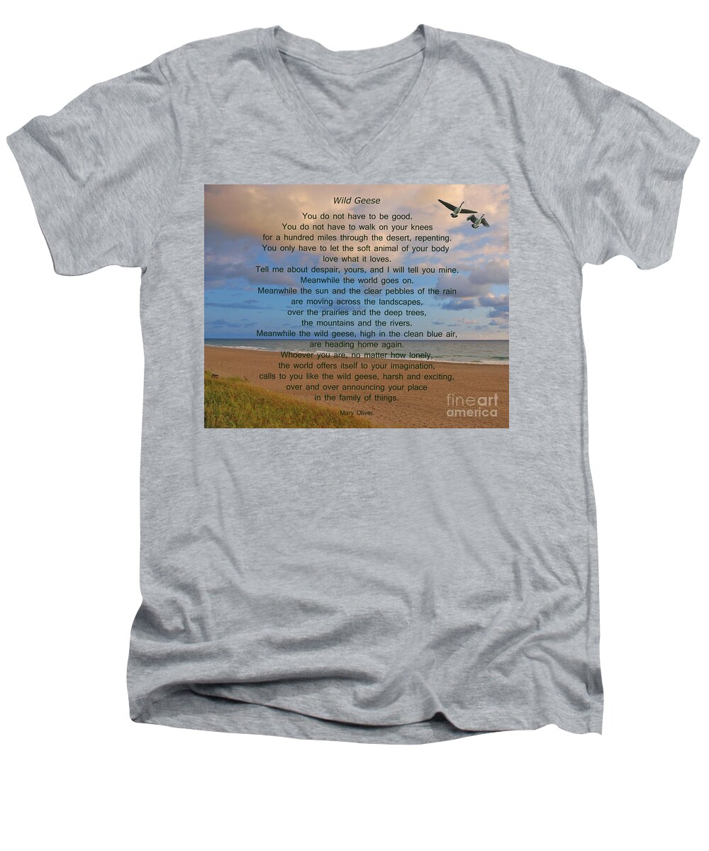 Wild Geese Men's V-Neck T-Shirt featuring the photograph 40- Wild Geese Mary Oliver by Joseph Keane