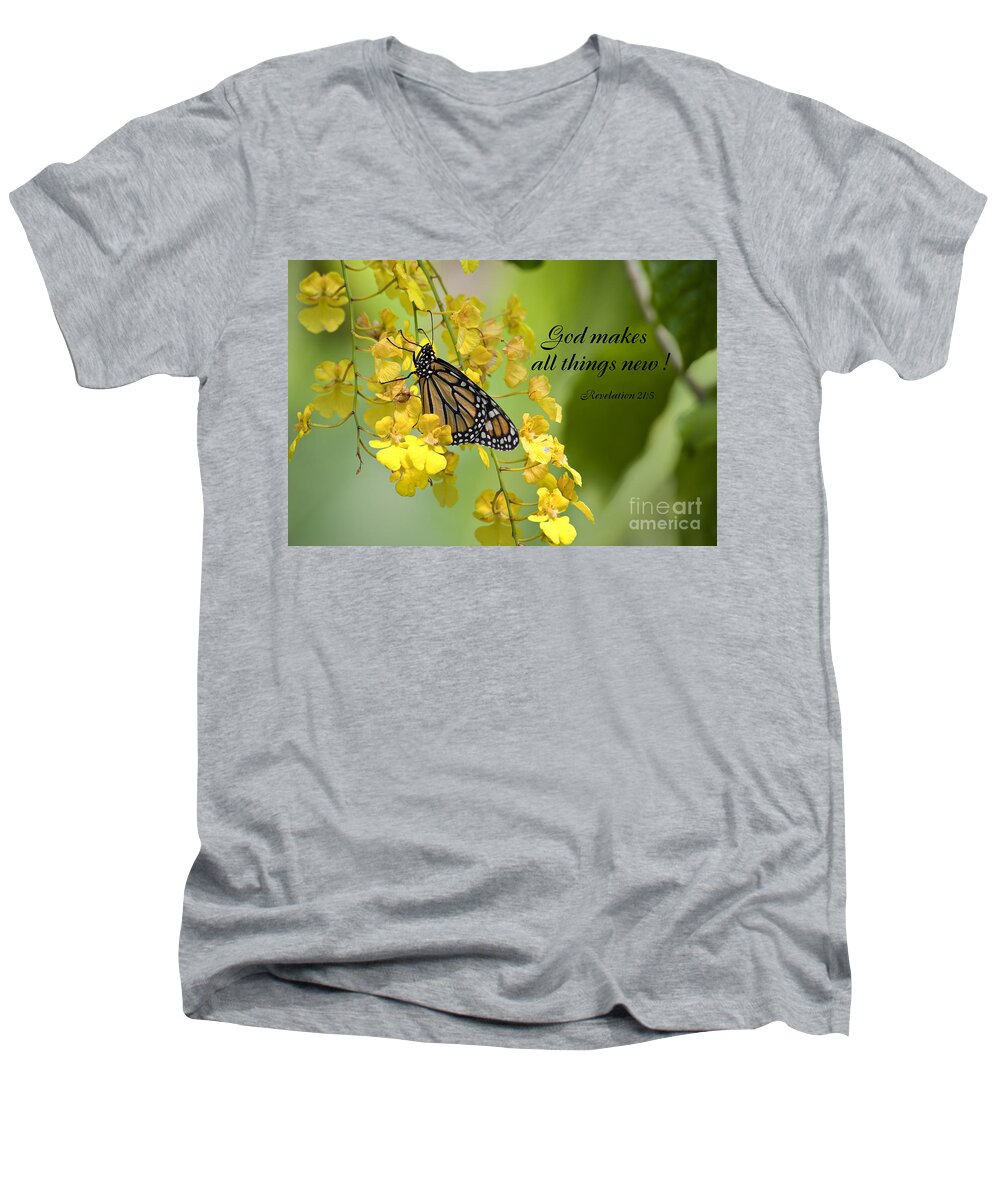 Scripture Men's V-Neck T-Shirt featuring the photograph Butterfly Scripture #8 by Jill Lang