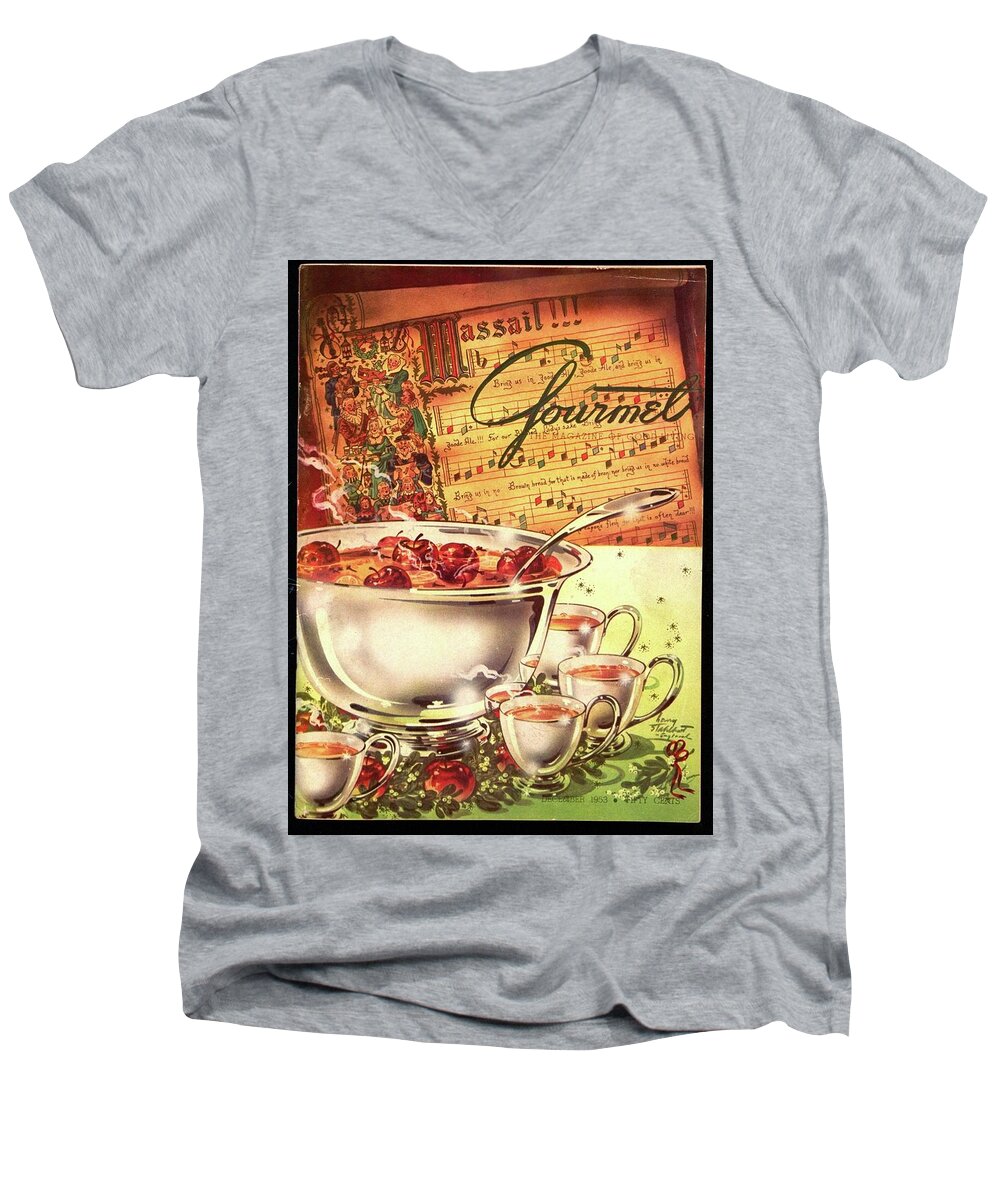 Illustration Men's V-Neck T-Shirt featuring the photograph A Gourmet Cover Of Apples by Henry Stahlhut