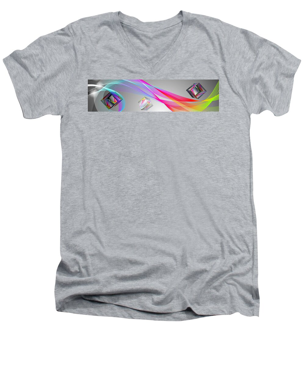 Set Men's V-Neck T-Shirt featuring the mixed media A Higher Place 1 by Angelina Tamez