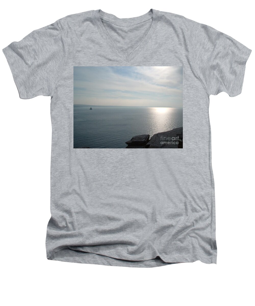 Tintagel Men's V-Neck T-Shirt featuring the photograph A King's View by Richard Brookes