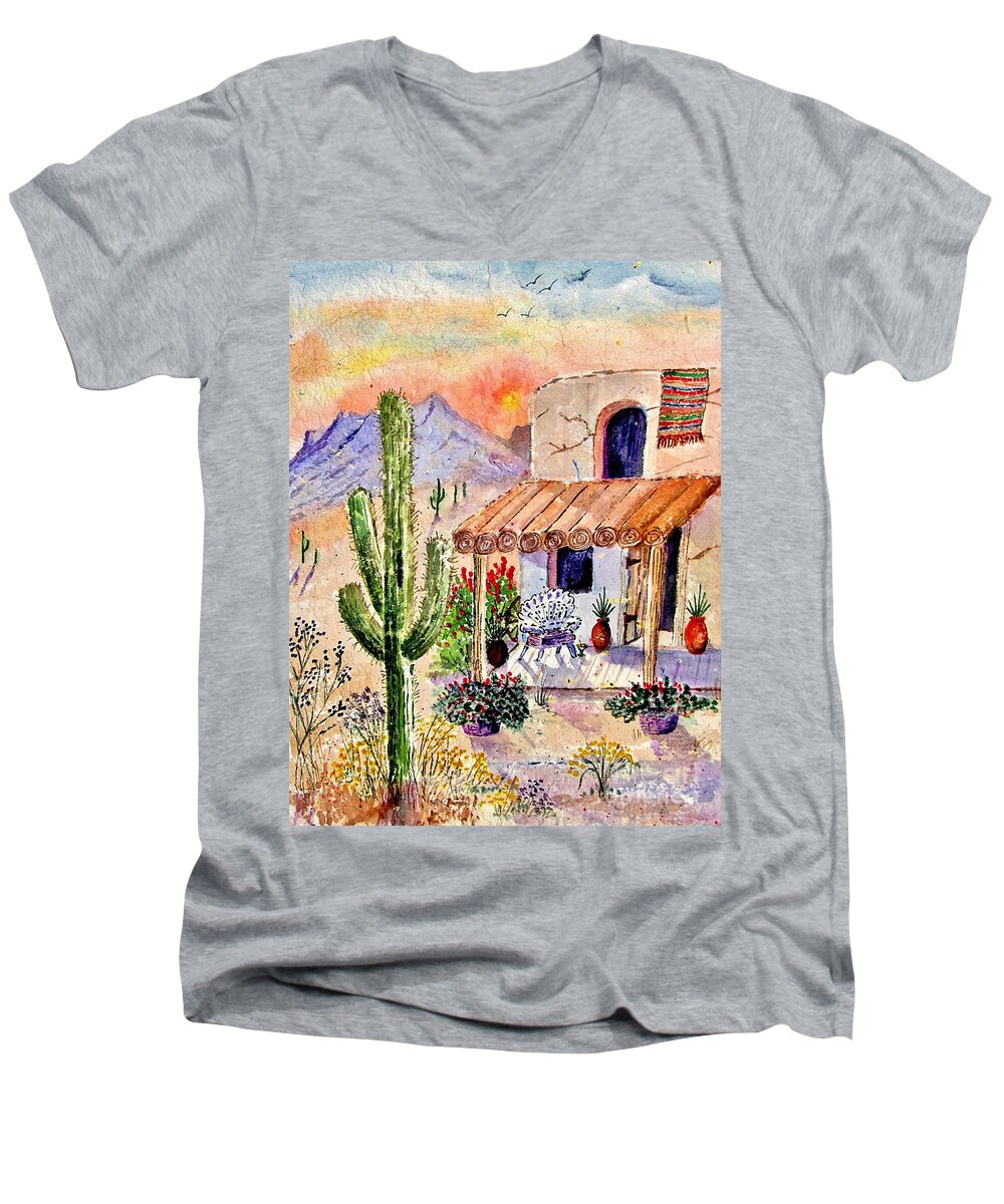 Desert Scene Men's V-Neck T-Shirt featuring the painting A Place Of My Own by Marilyn Smith