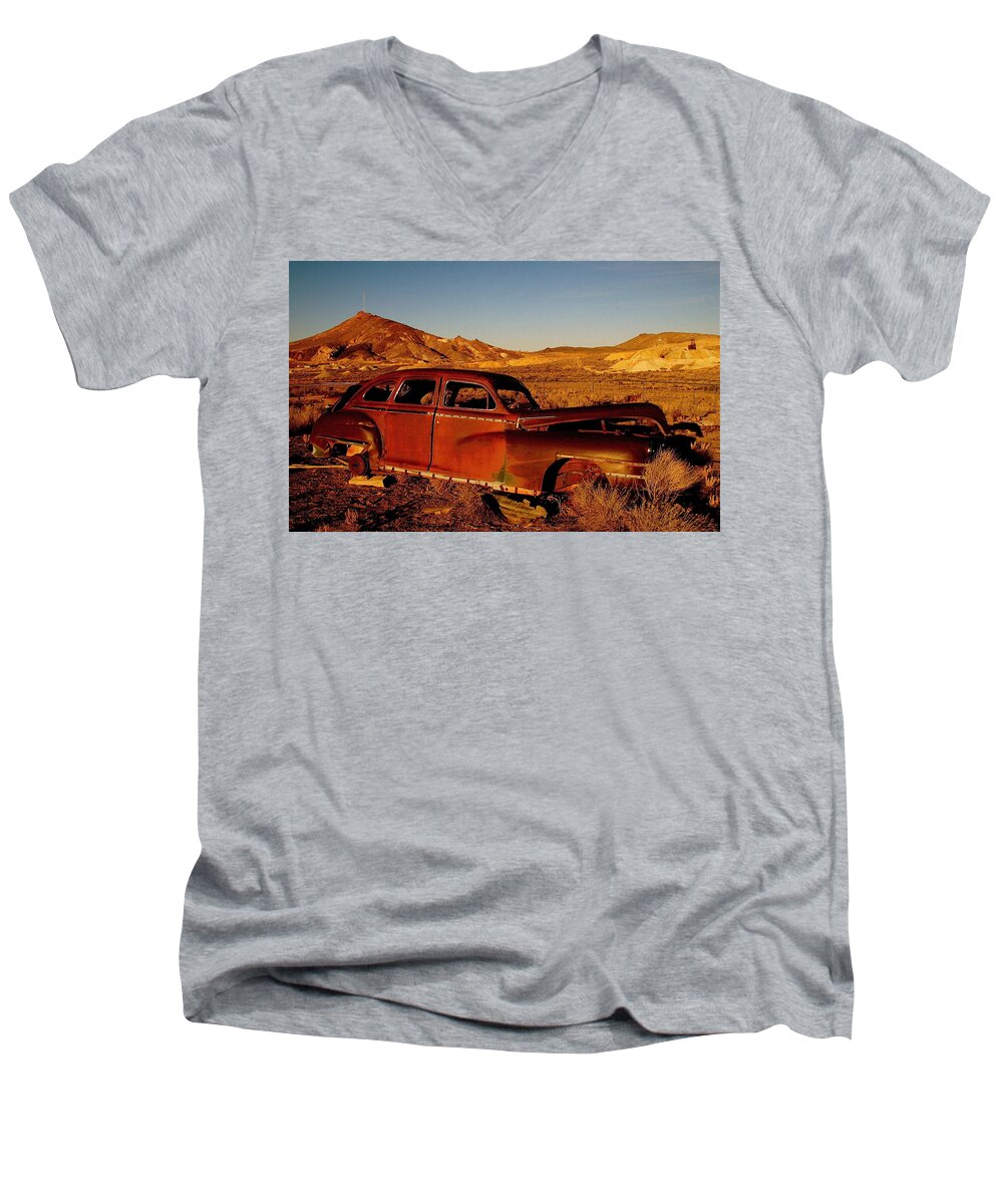 Rust Men's V-Neck T-Shirt featuring the photograph Abandoned and Forgotten by Alicia Kent