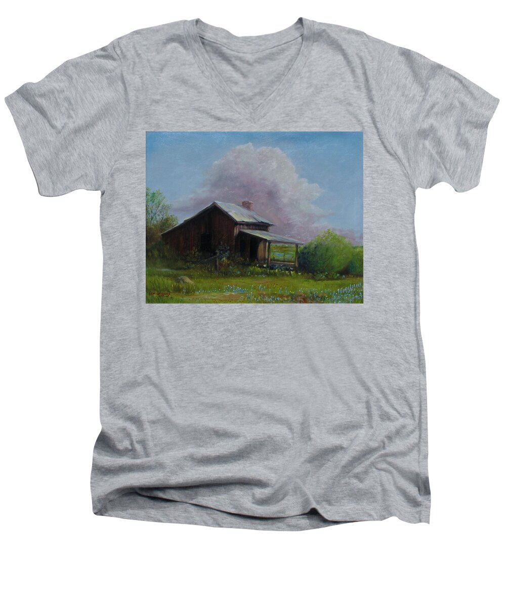 Old House Men's V-Neck T-Shirt featuring the painting Abondoned memories by Gene Gregory