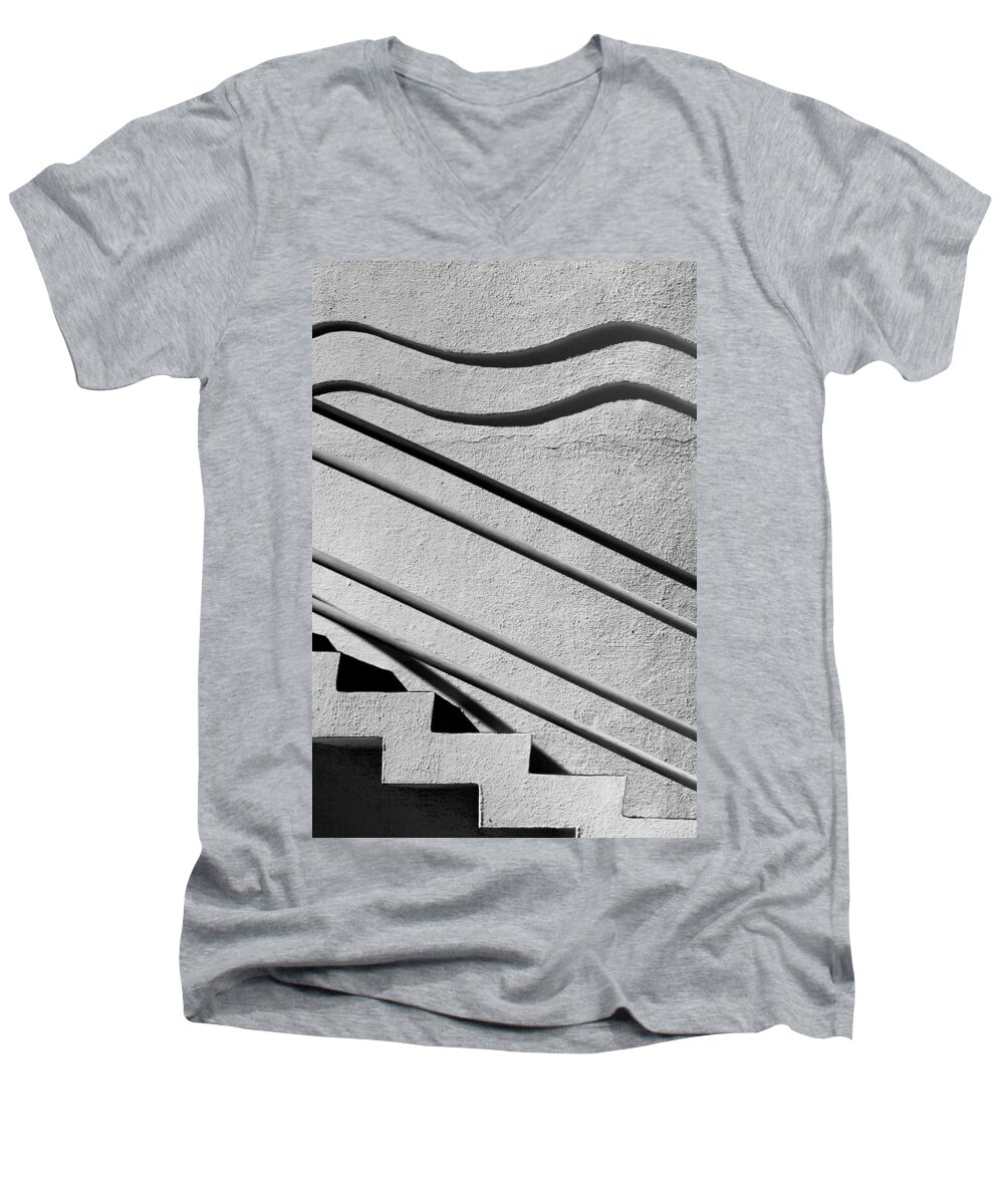 Abstract Men's V-Neck T-Shirt featuring the photograph Abstract Stairs by David Smith