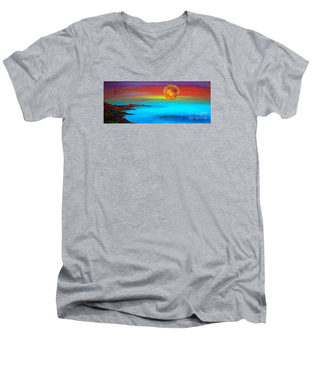 Sunset Men's V-Neck T-Shirt featuring the photograph African Son by Jacqueline Athmann