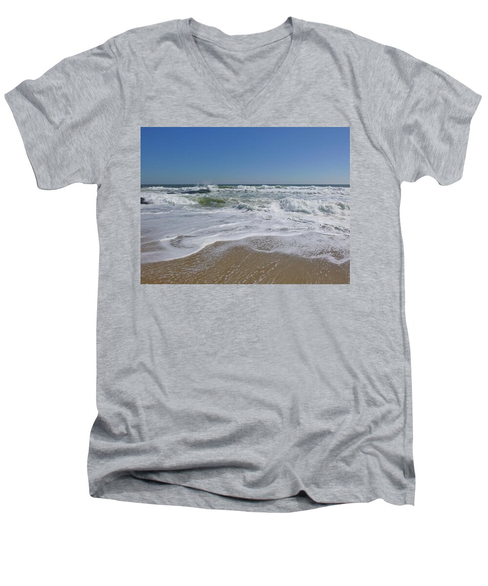 Setember Sea Men's V-Neck T-Shirt featuring the photograph After the storm by Ellen Paull