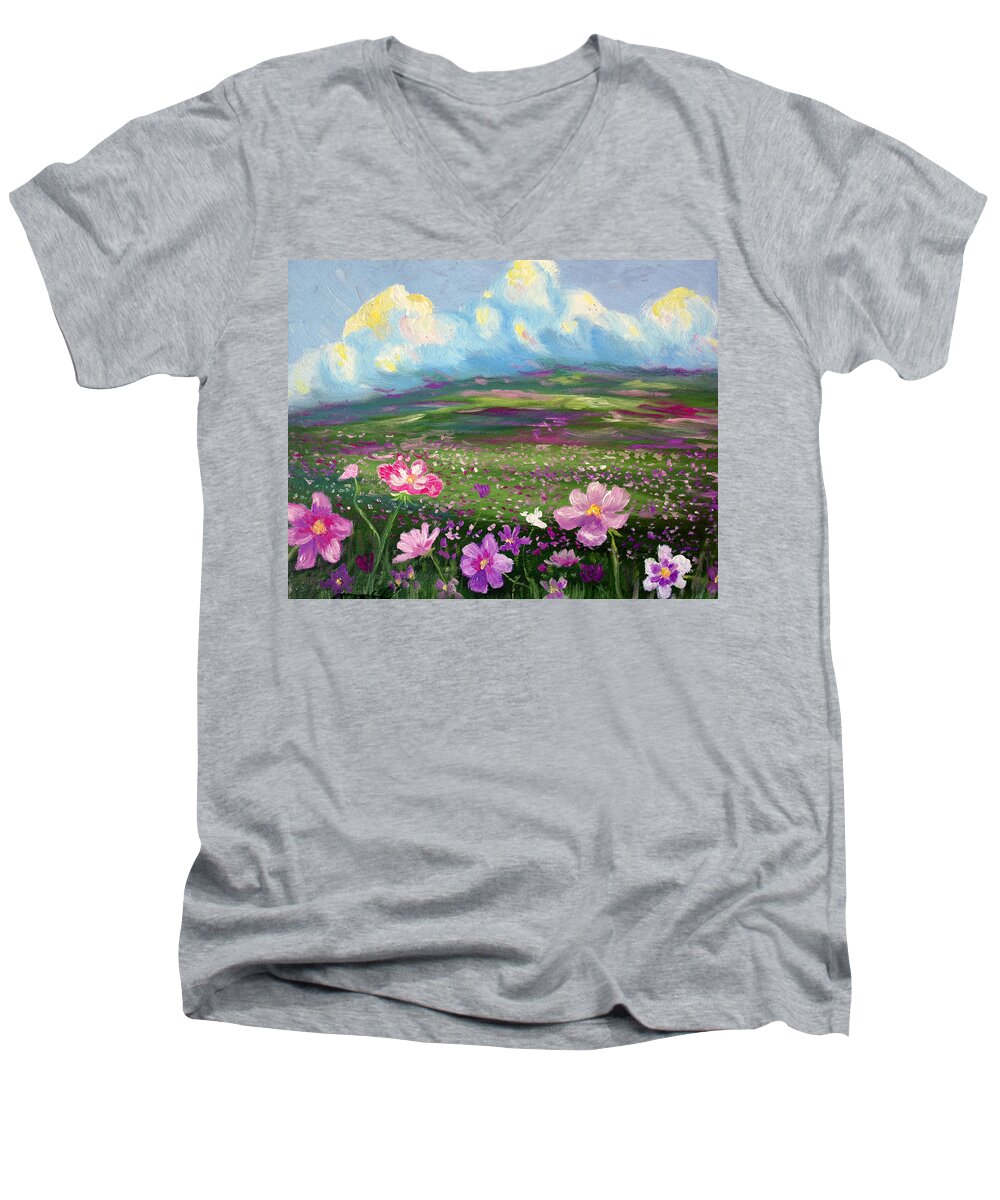 Nature Men's V-Neck T-Shirt featuring the painting All Things by Meaghan Troup