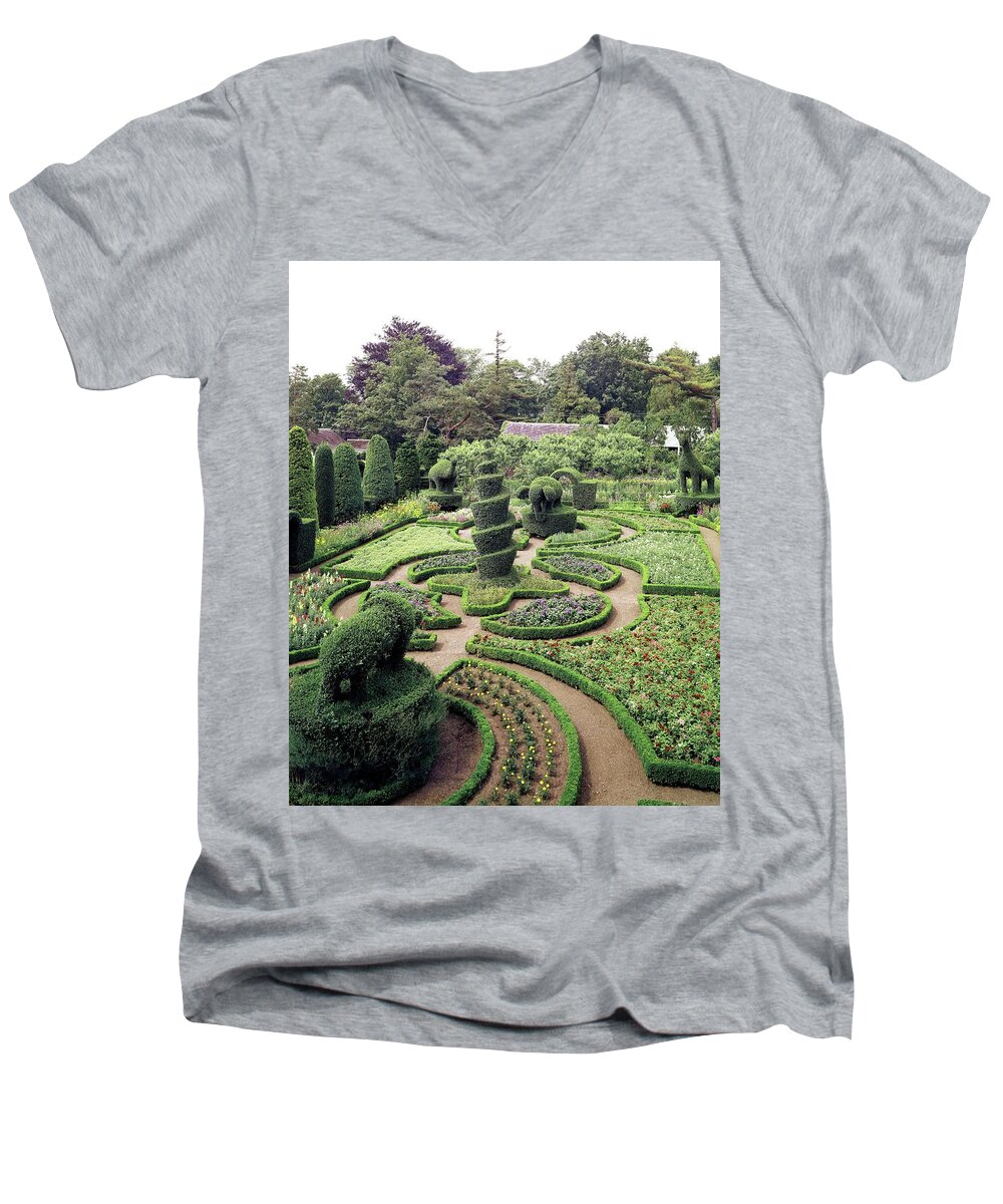 Exterior Men's V-Neck T-Shirt featuring the photograph An Ornamental Garden by Tom Leonard