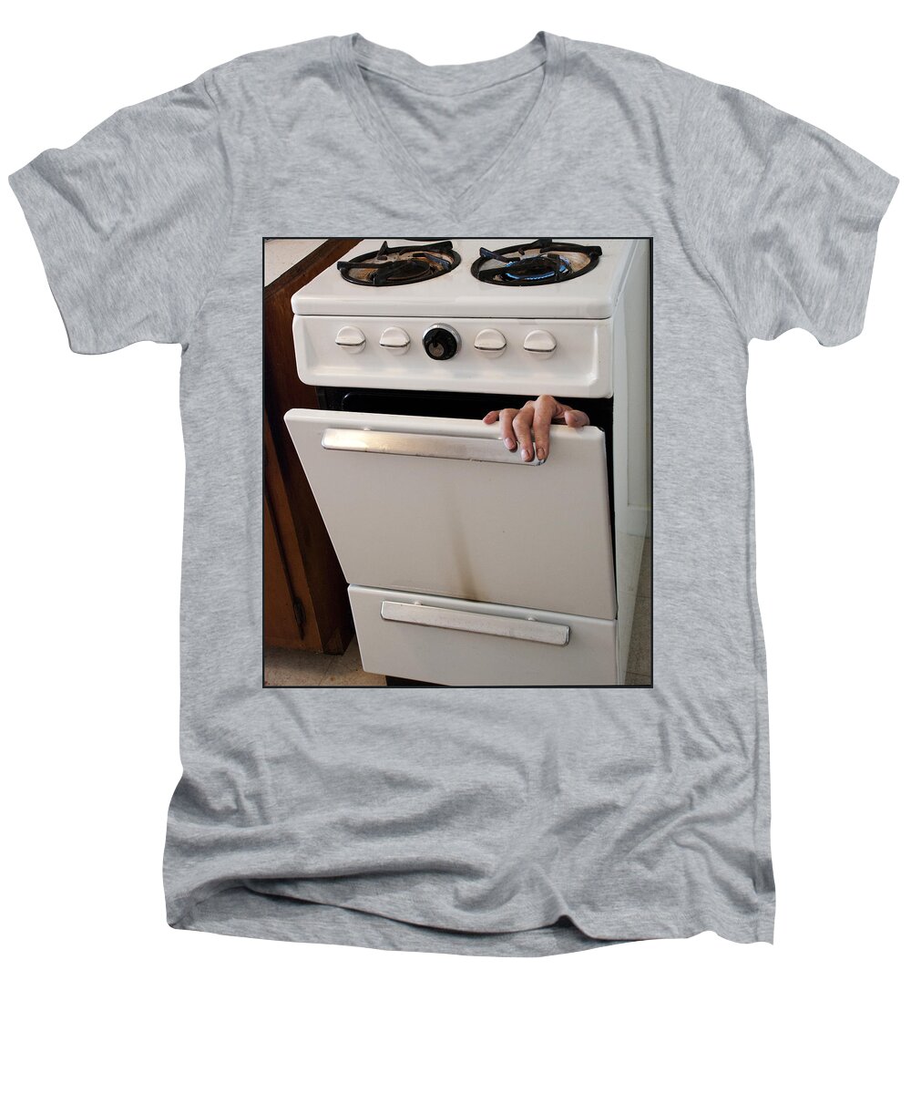 Hand Men's V-Neck T-Shirt featuring the photograph Anthropomorphic Stove by Rick Mosher