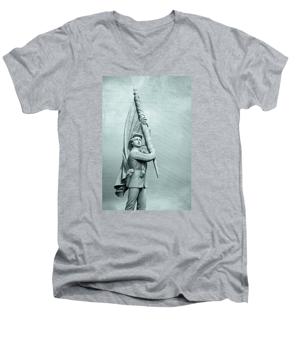 Antietam Men's V-Neck T-Shirt featuring the photograph Antietam Civil War Monument by Phil Cardamone