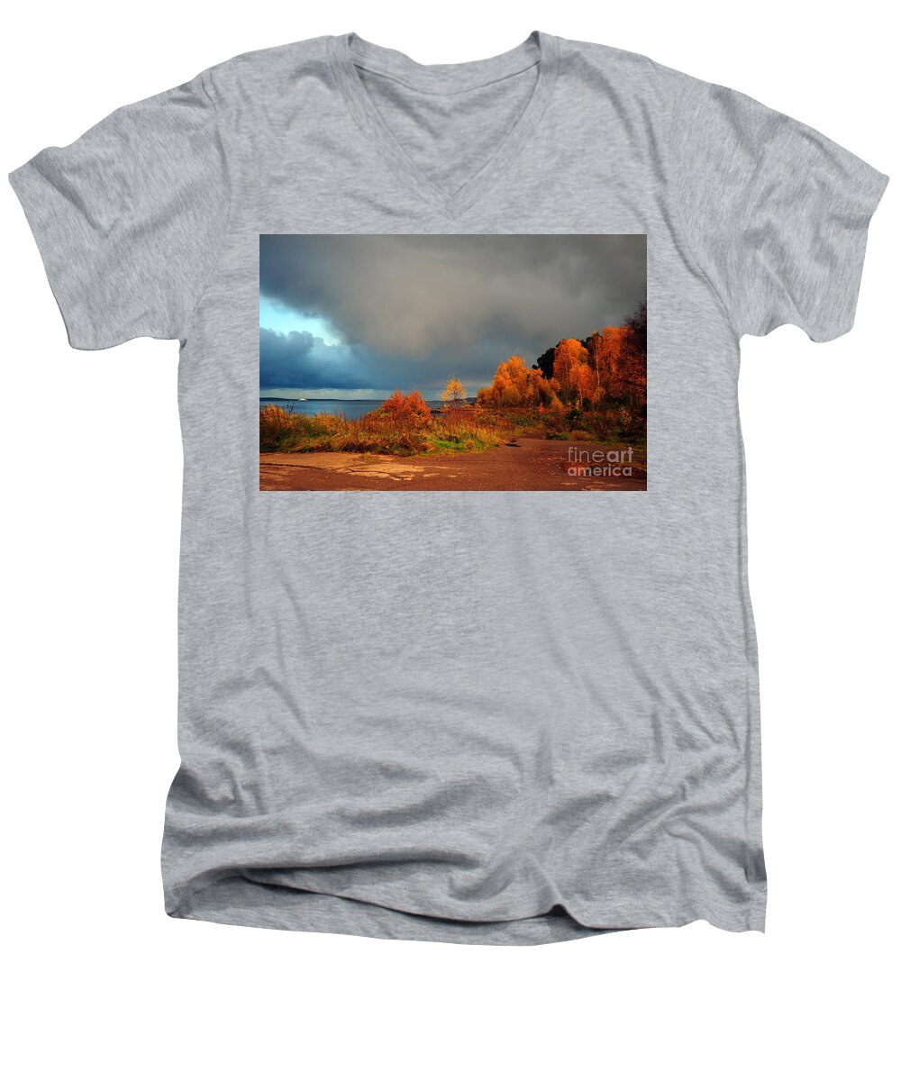 Weather Men's V-Neck T-Shirt featuring the photograph Bad Weather Coming by Randi Grace Nilsberg