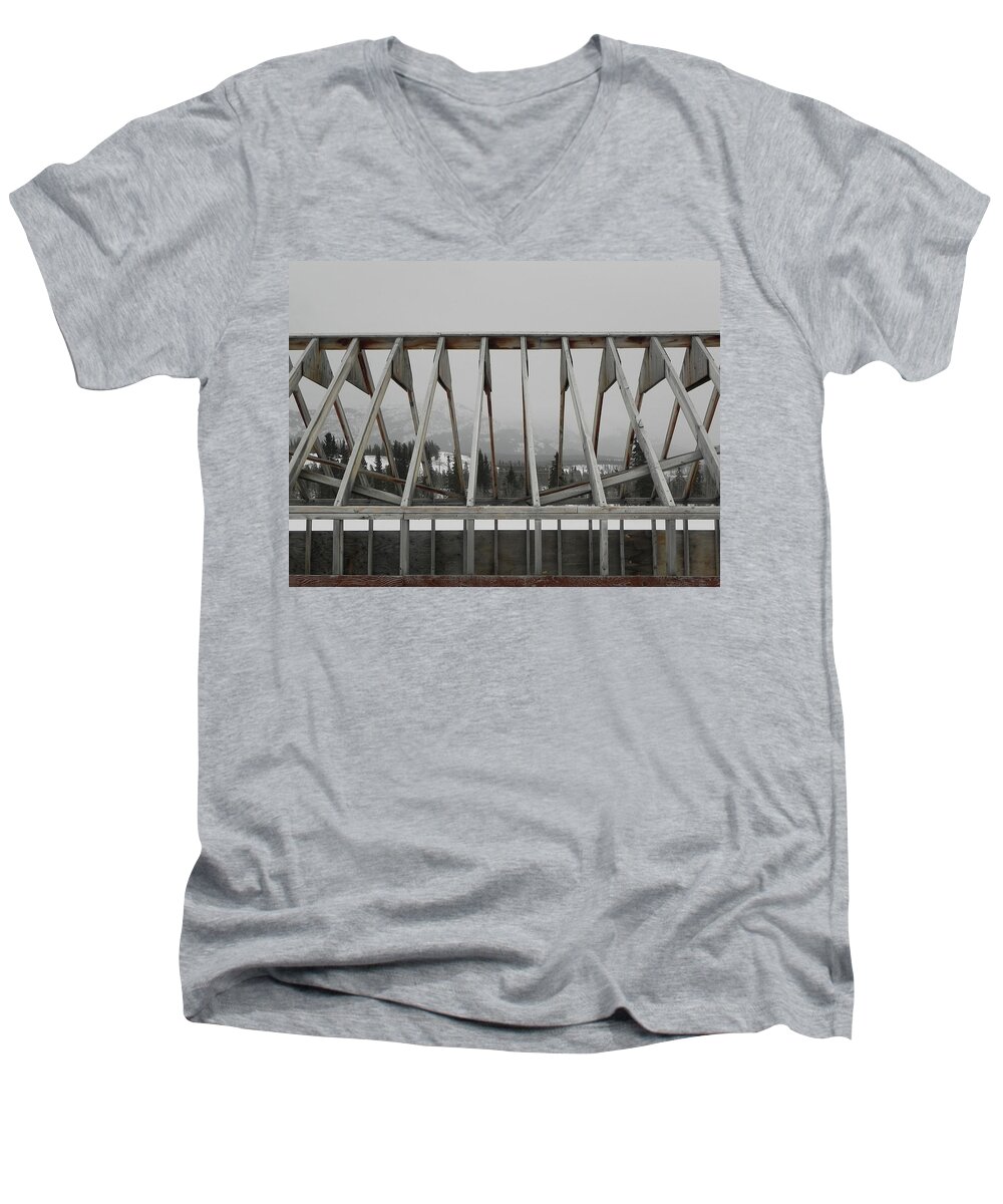 Architecture Men's V-Neck T-Shirt featuring the photograph Barge Tent by Cheryl Hoyle