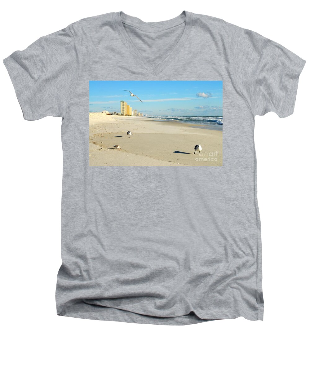 Gulf Of Mexico Men's V-Neck T-Shirt featuring the photograph Beach Birds by Anthony Wilkening