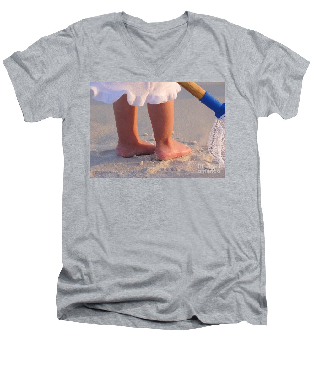 Beach Men's V-Neck T-Shirt featuring the photograph Beach Feet by Nava Thompson