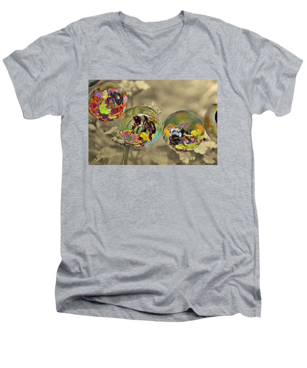 Bee Men's V-Neck T-Shirt featuring the photograph Bees by Savannah Gibbs