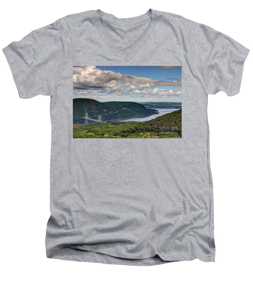 Popolopen Men's V-Neck T-Shirt featuring the photograph Beyond the Bridge by Rick Kuperberg Sr