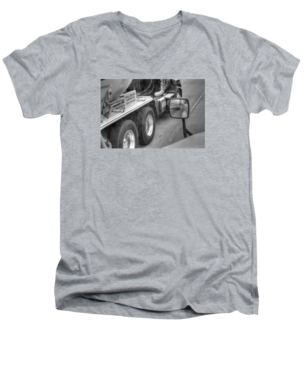 Big Rig Men's V-Neck T-Shirt featuring the photograph Big Wheels Keep Turning by Bill Hamilton