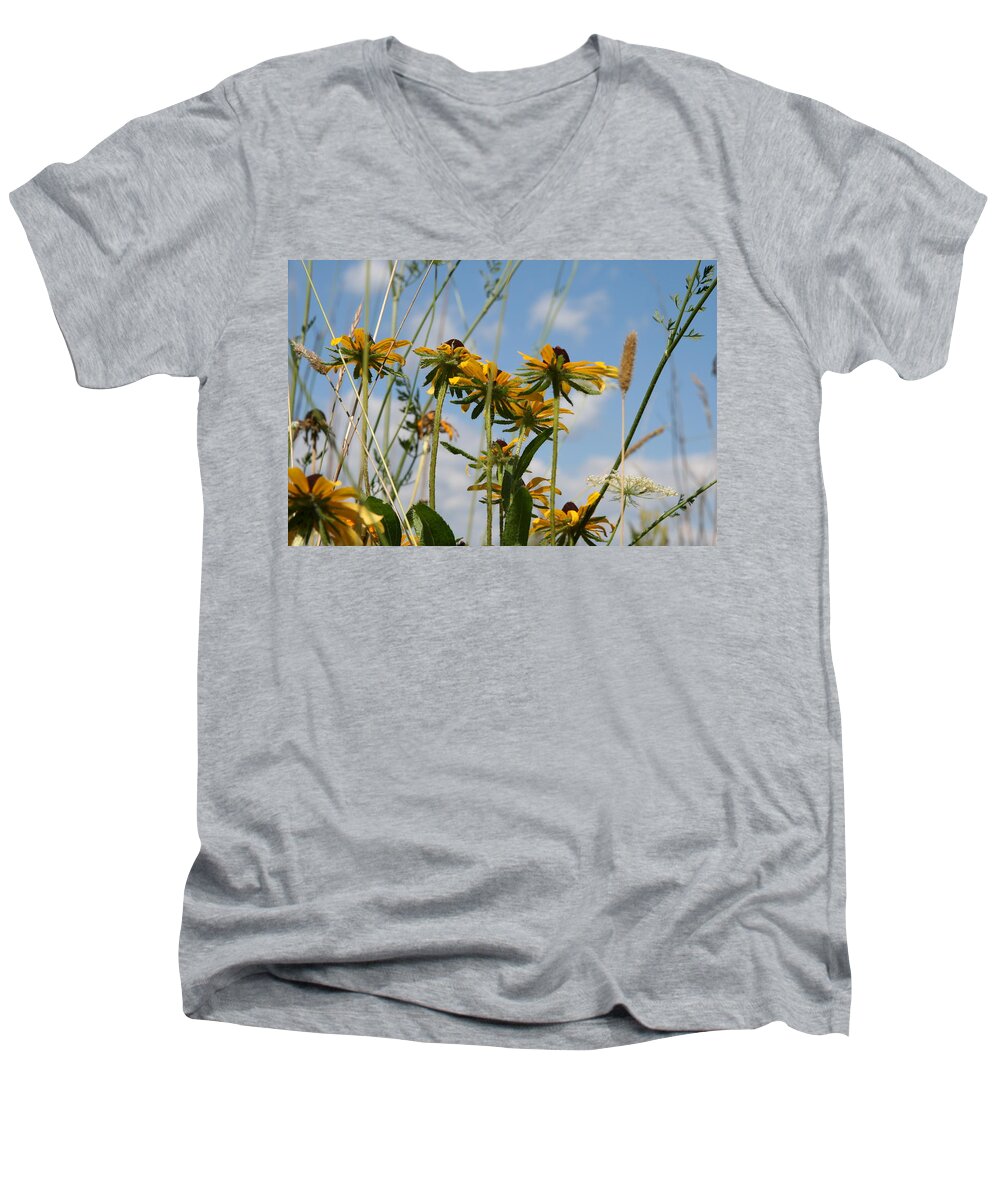 Yellow Flowers Men's V-Neck T-Shirt featuring the photograph Black Eyed Susan Cluster by Neal Eslinger