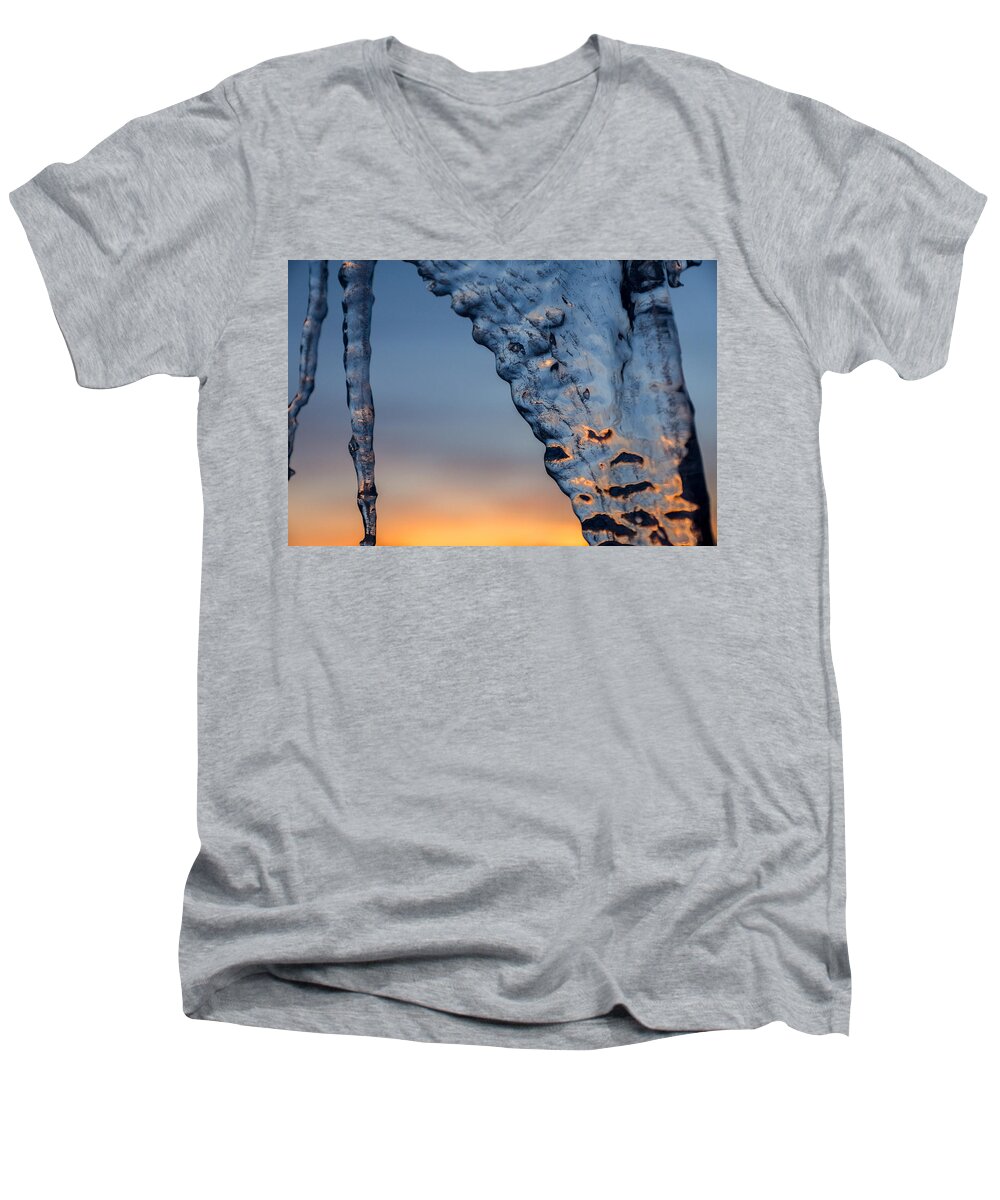 Bill Pevlor Men's V-Neck T-Shirt featuring the photograph Blue Ice by Bill Pevlor
