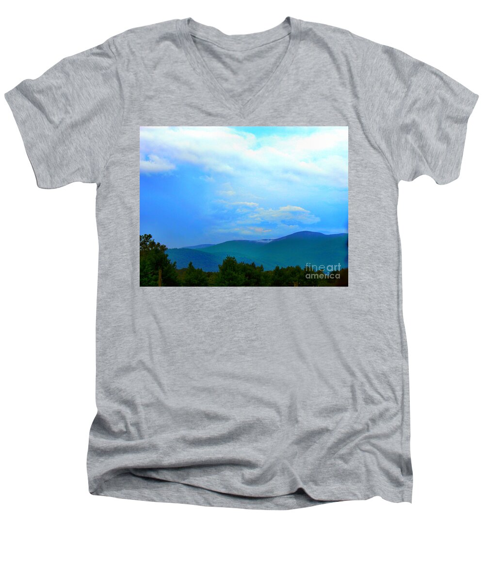 Blue Ridge Mountains Men's V-Neck T-Shirt featuring the photograph Blue Ridge Mountains by Judy Palkimas