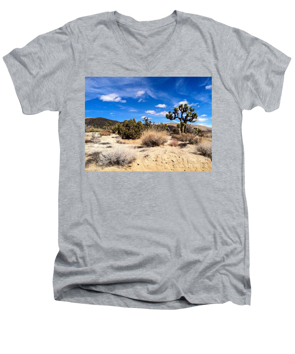 Yucca Valley California Men's V-Neck T-Shirt featuring the photograph BLue SKyz RocK.. by Angela J Wright