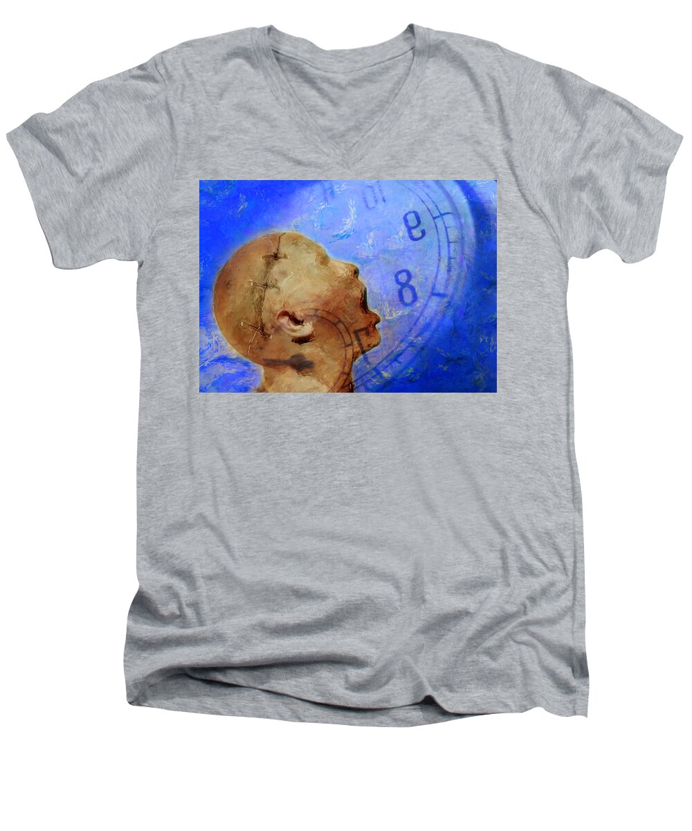 Abstract Men's V-Neck T-Shirt featuring the photograph Blue World by Andrew Giovinazzo