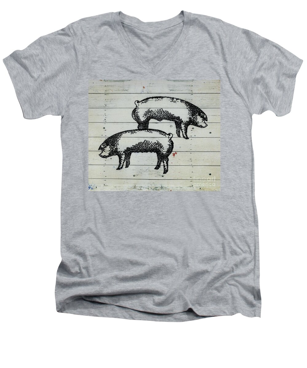 Chester White Boar And Gilt Men's V-Neck T-Shirt featuring the photograph Boar and Gilt 17 by Larry Campbell