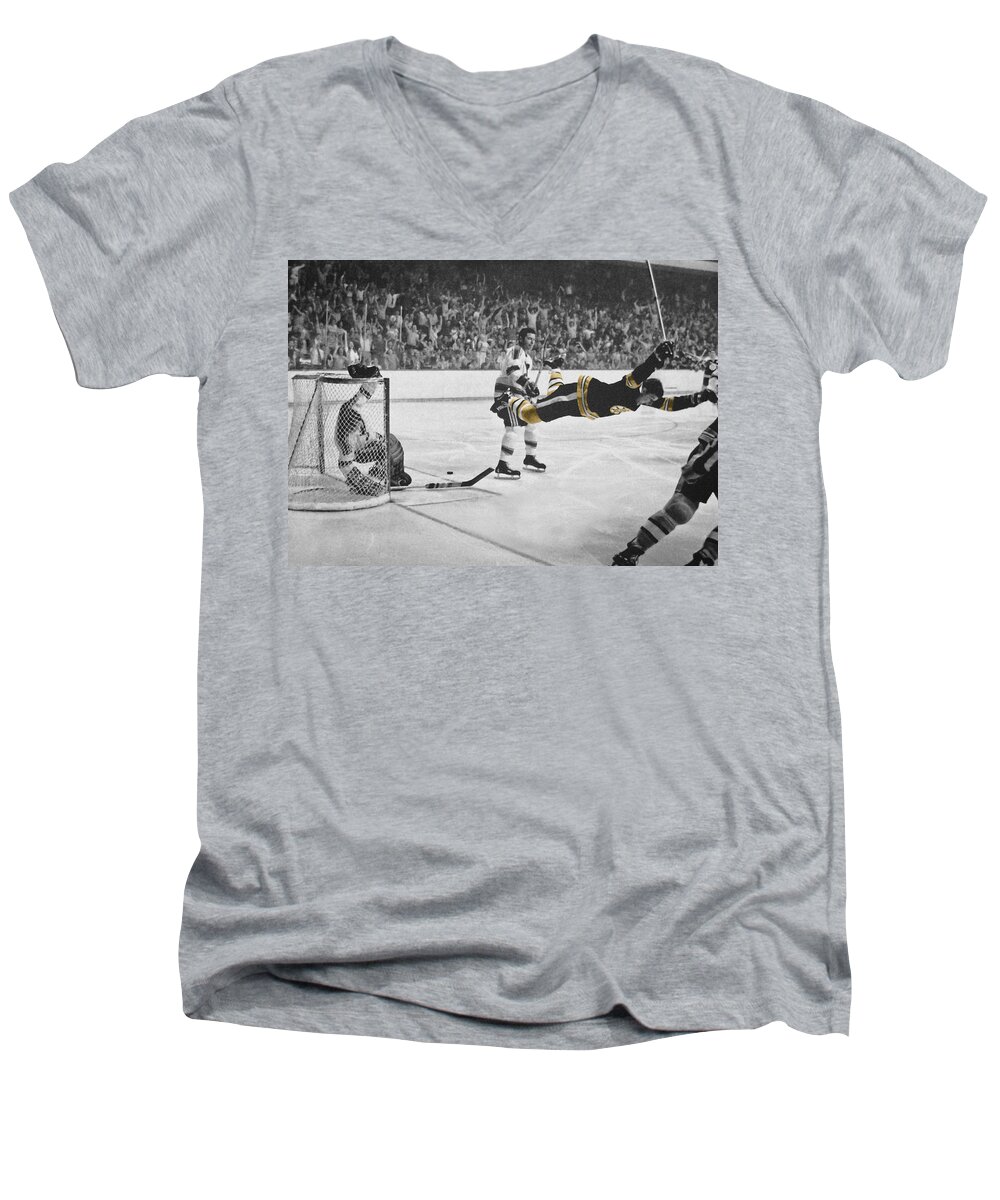 Hockey Men's V-Neck T-Shirt featuring the photograph Bobby Orr 2 by Andrew Fare
