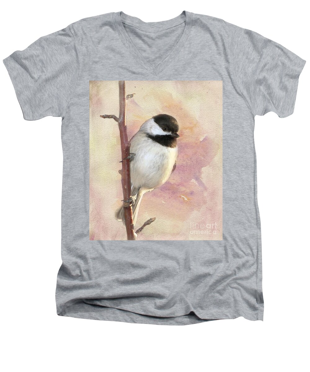 Black-capped Chickadee Men's V-Neck T-Shirt featuring the photograph Bright New Day by Betty LaRue