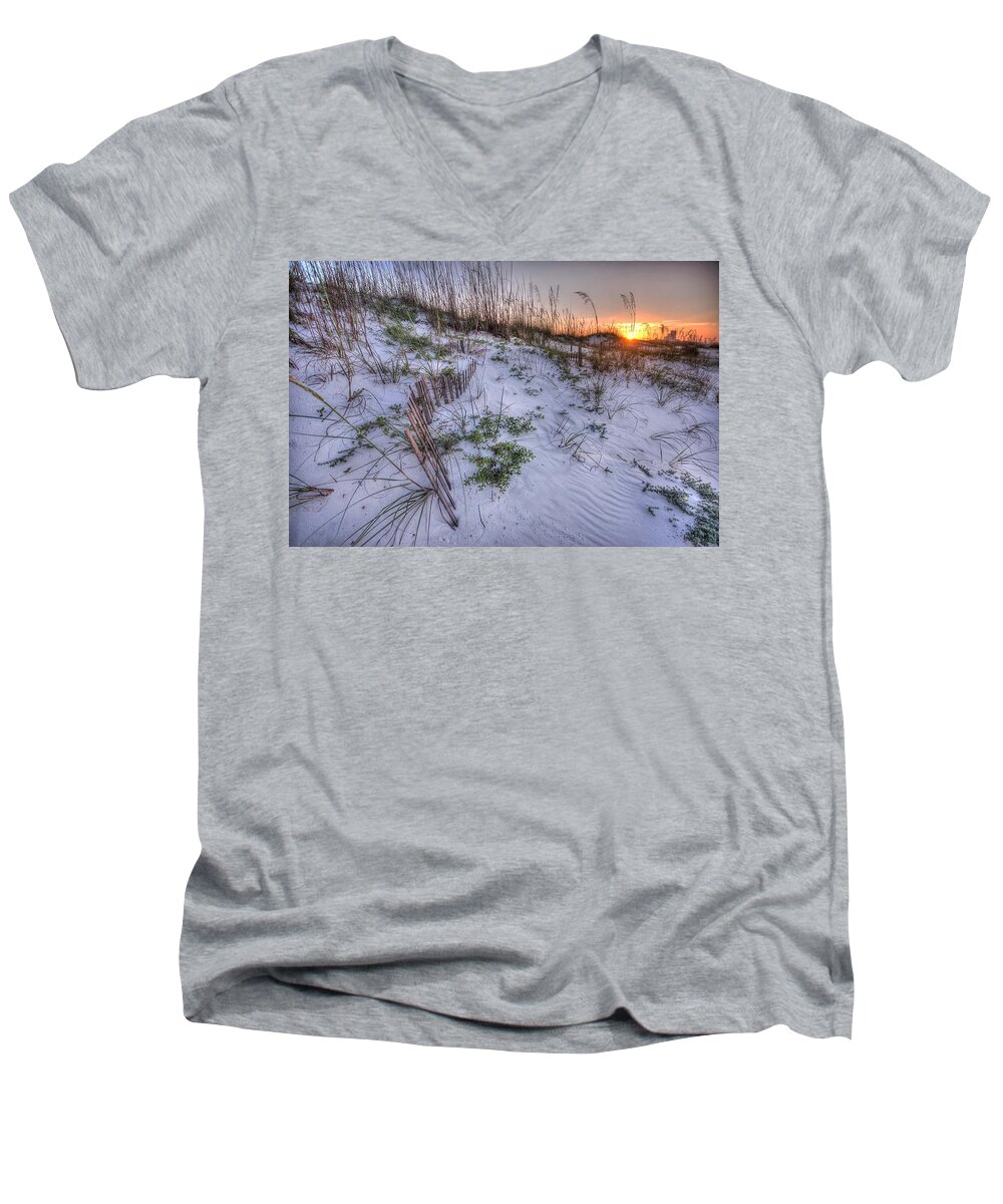 Alabama Men's V-Neck T-Shirt featuring the digital art Buried Fences by Michael Thomas